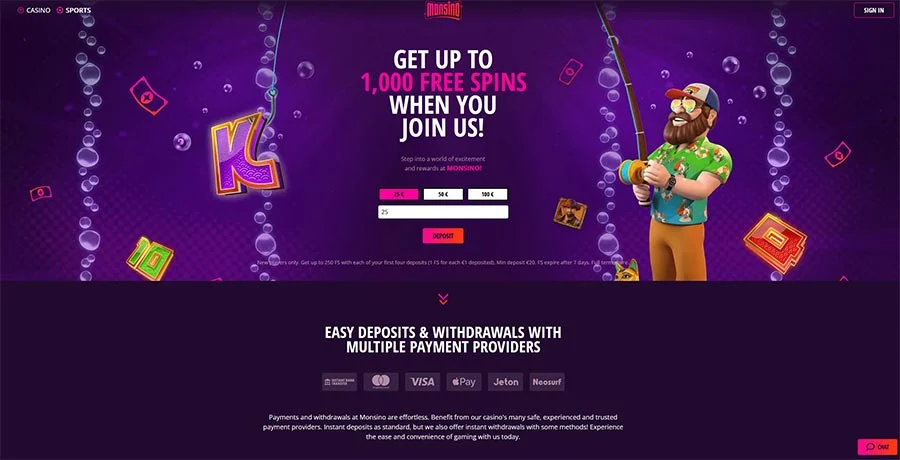 Monsino Casino Sverige – Upp till 1 000 Free Spins
